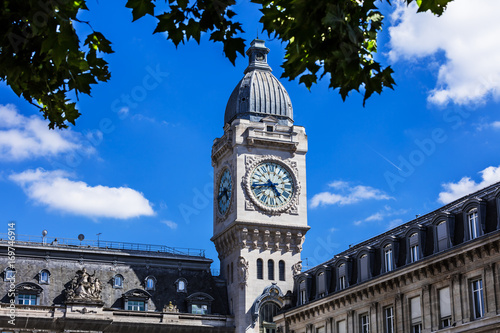 Clock Tower of the Gare de Lyon railway station. Paris, France photo
