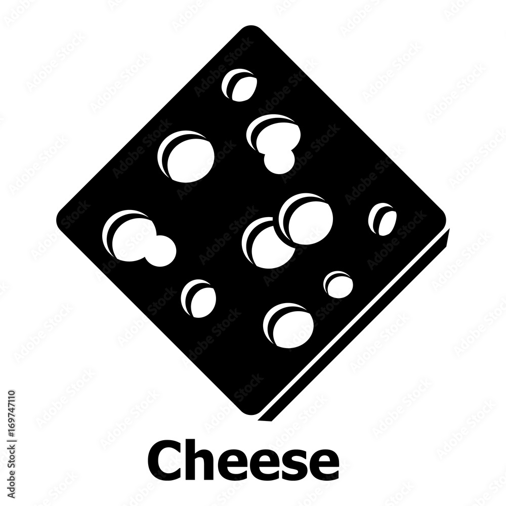 Sliced cheese icon, simple black style Sliced cheese icon, simple black style