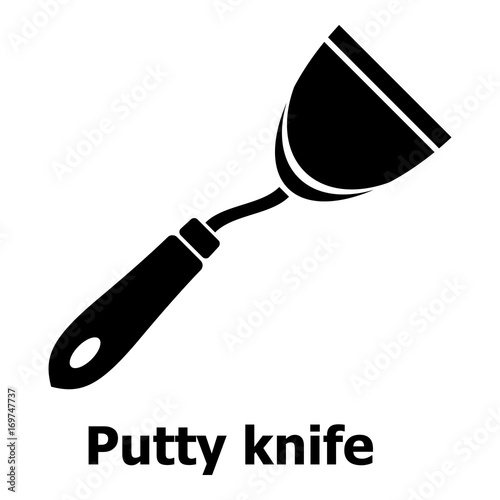 Putty knife icon, simple black style