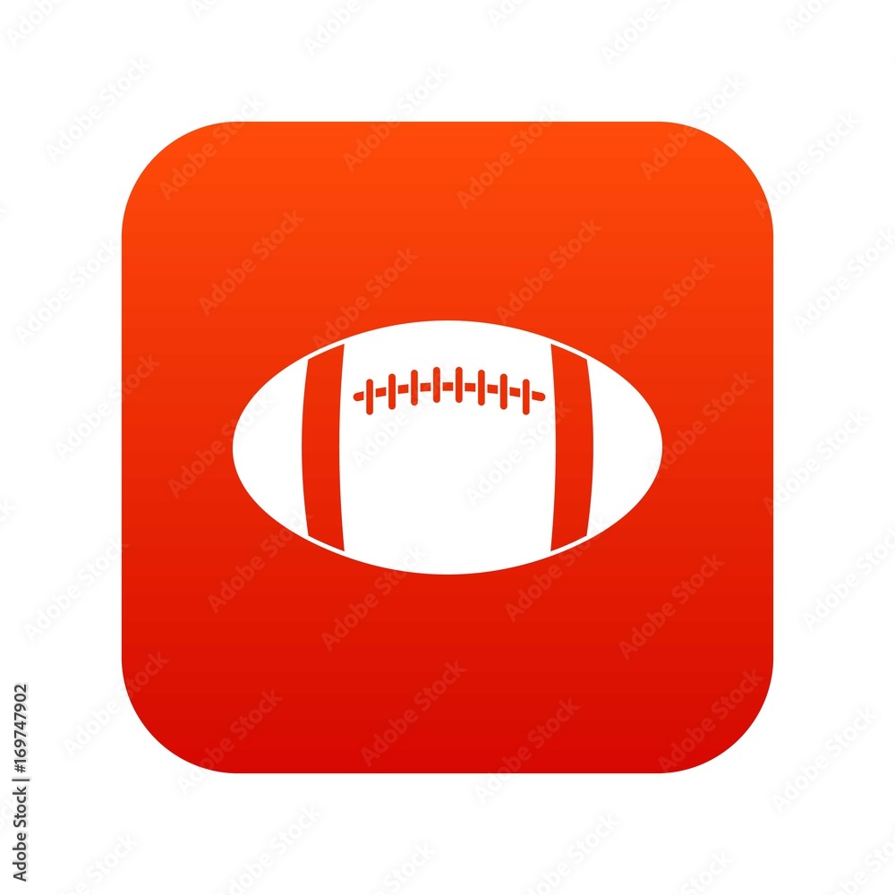 Rugby ball icon digital red