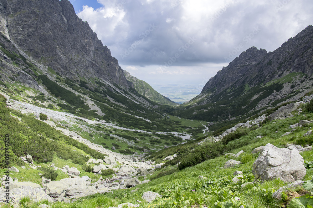 Mala studena dolina hiking trail in High Tatras, summer touristic season, wild nature, touristic trail