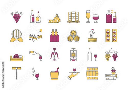 Linear COLOR icon set 4 - Wine production