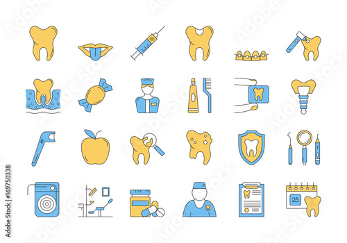 Linear COLOR icon set 7 - DENTAL CARE