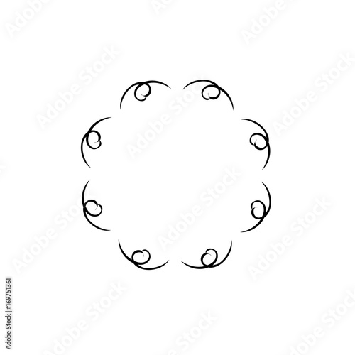 Icon round frame, swirls, black and white.