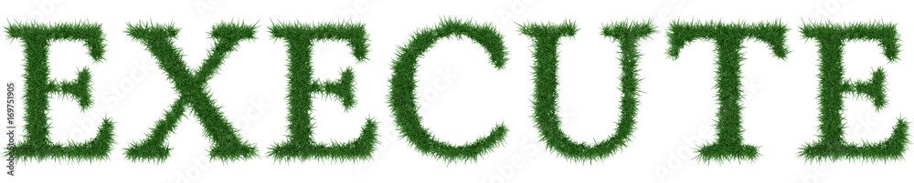 Execute - 3D rendering fresh Grass letters isolated on whhite background. Execute - 3D rendering fresh Grass letters isolated on whhite background.