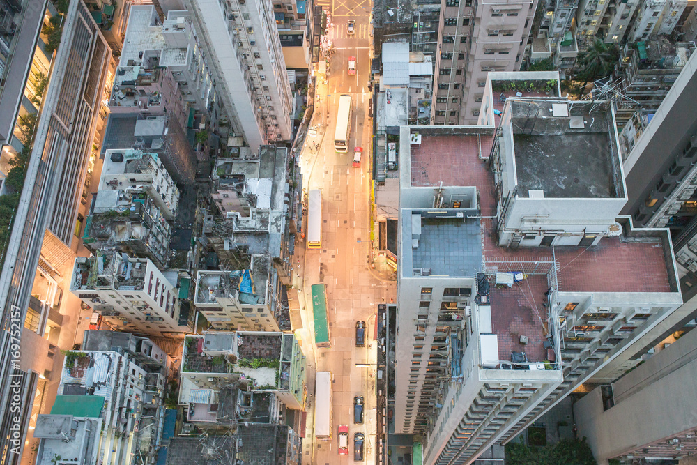 Hong Kong from a rooftop.