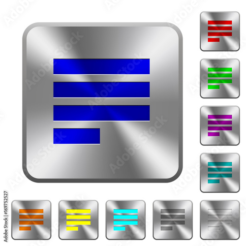 Text align justify last row left rounded square steel buttons