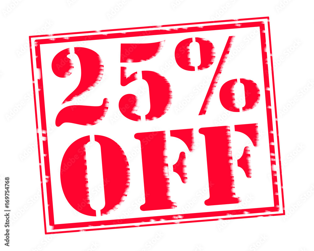 25% OFF RED Stamp Text on white backgroud 25% OFF RED Stamp Text on white backgroud