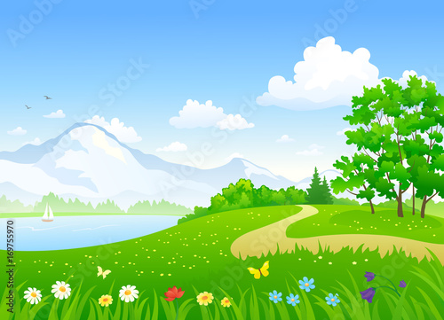 Summer landscape with lake