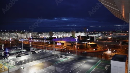Transportation night road cars parking lots