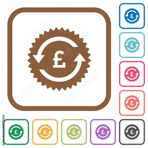 Pound pay back guarantee sticker simple icons