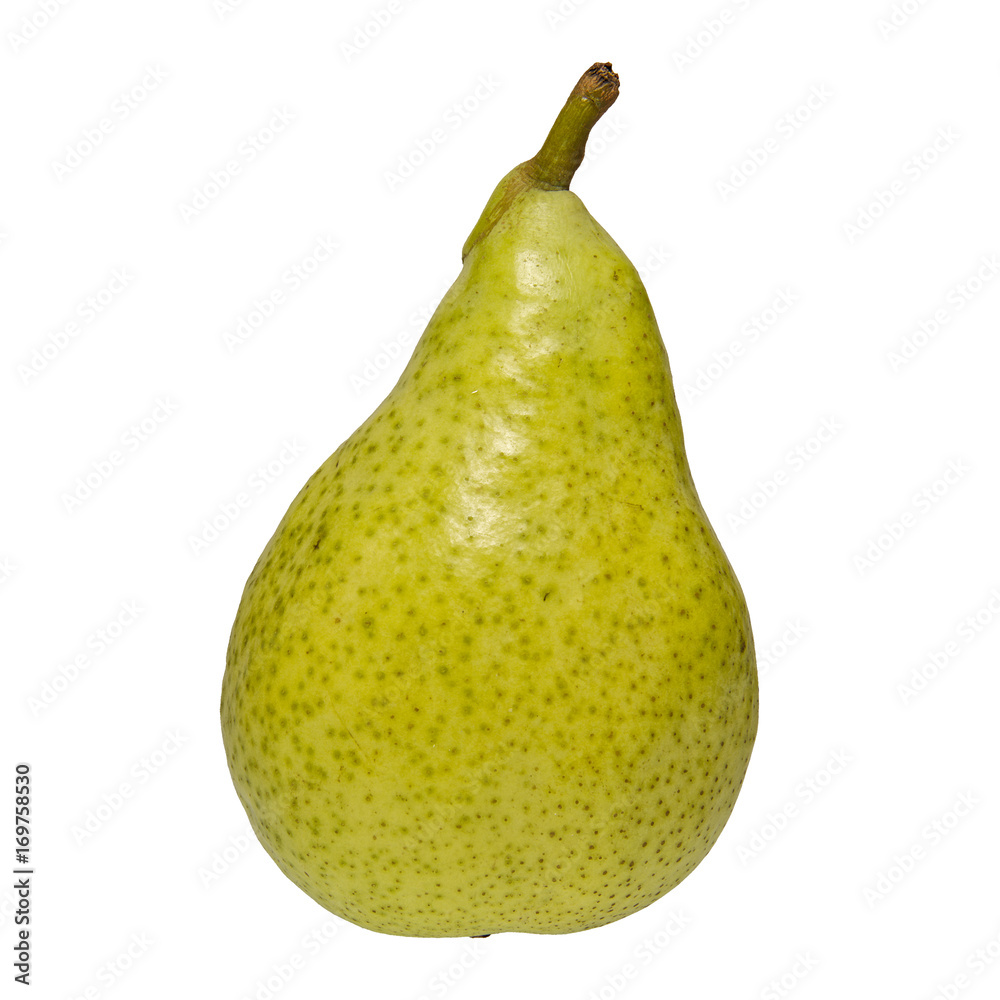 Green pear on a white background