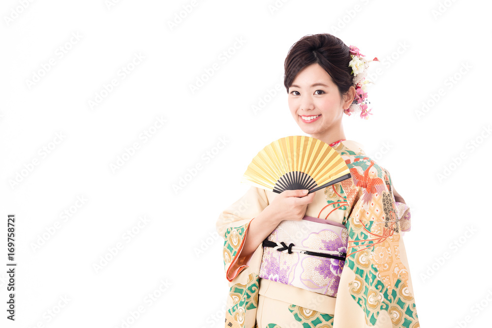 portrait of asian woman wearing japanese traditional kimono isolated on white background portrait of asian woman wearing japanese traditional kimono isolated on white background