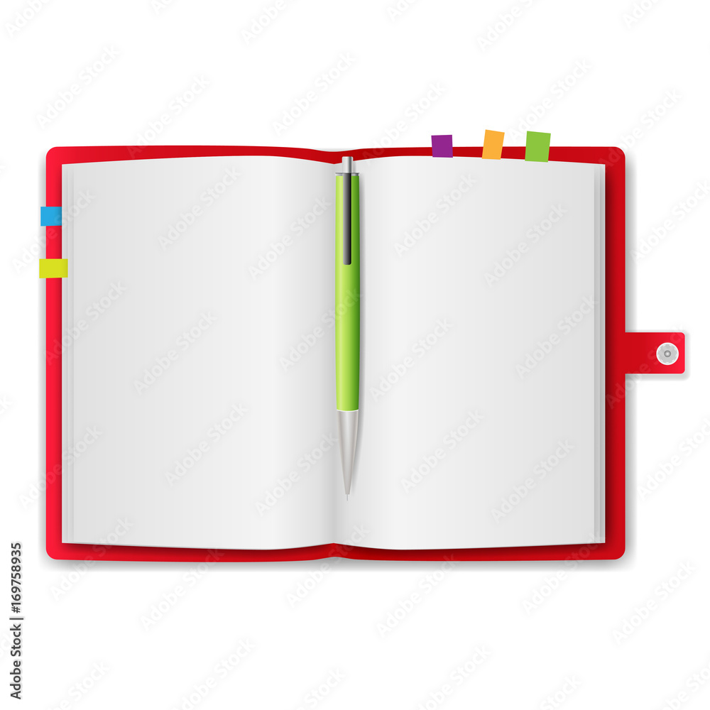 realistic notebook, exercise book, vector illustration realistic notebook, exercise book, vector illustration