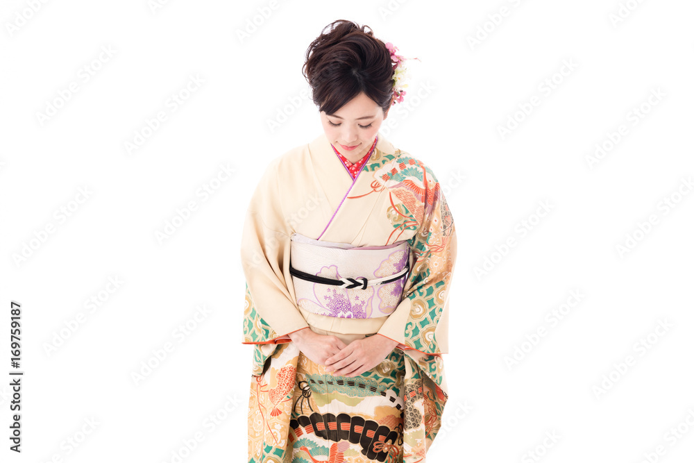 portrait of asian woman wearing japanese traditional kimono isolated on white background portrait of asian woman wearing japanese traditional kimono isolated on white background
