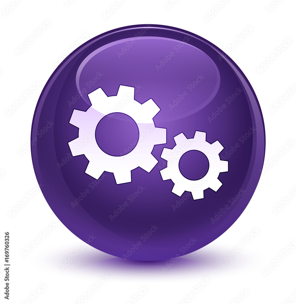 Process icon glassy purple round button Process icon glassy purple round button