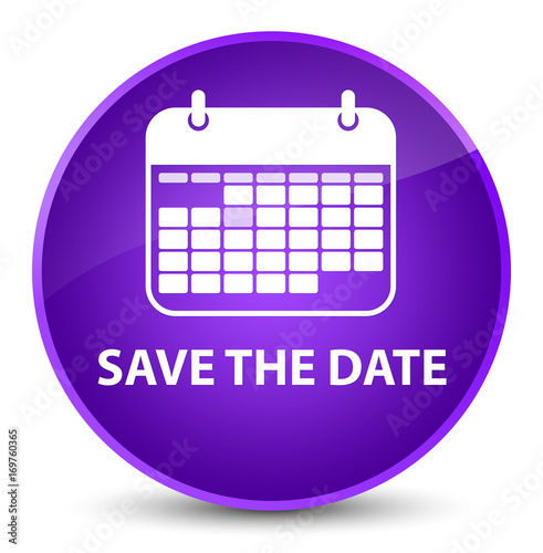 Save the date elegant purple round button