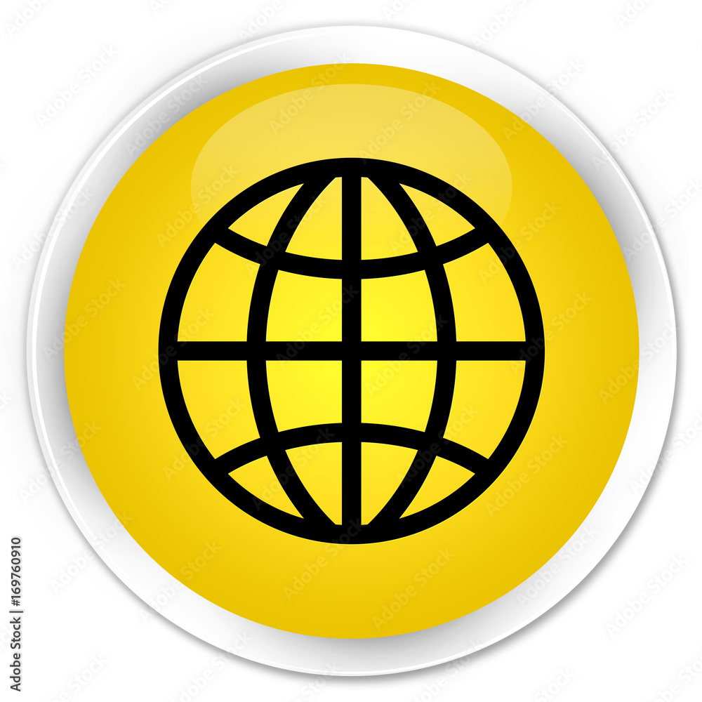 World icon premium yellow round button World icon premium yellow round button