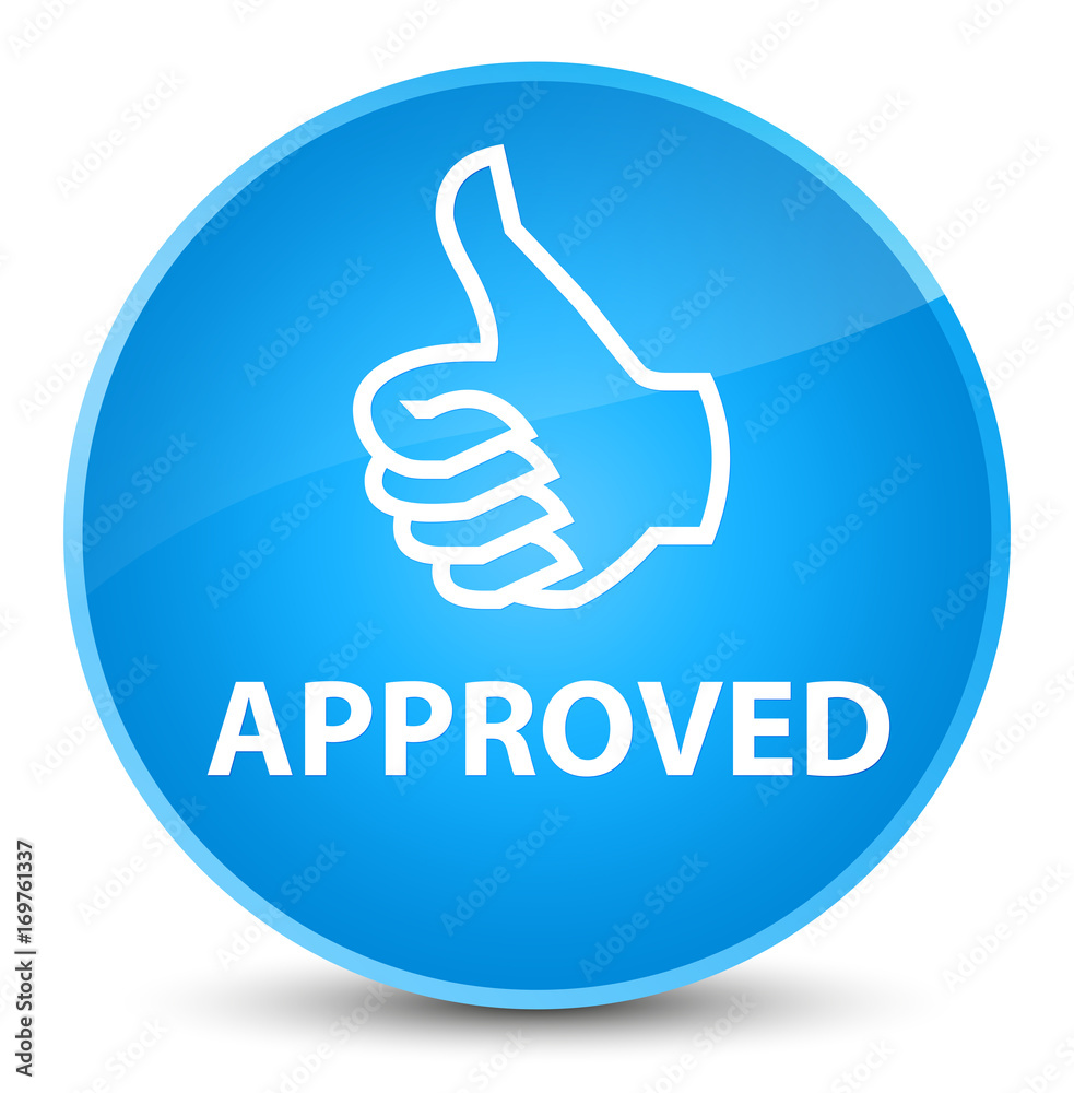 Approved (thumbs up icon) elegant cyan blue round button Approved (thumbs up icon) elegant cyan blue round button