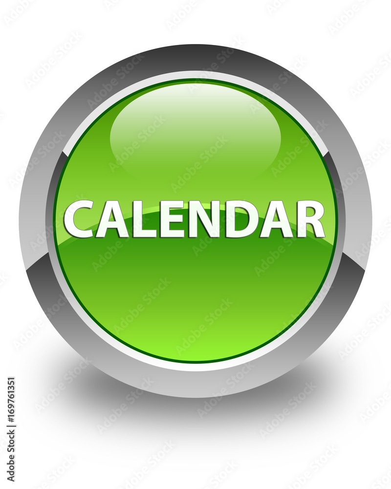Calendar glossy green round button Calendar glossy green round button