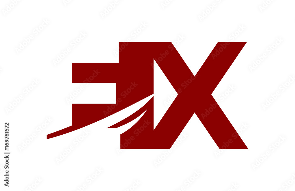 EX Red Negative Space square Swoosh Letter Logo EX Red Negative Space square Swoosh Letter Logo