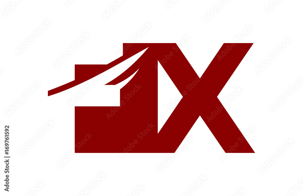 FX Red Negative Space square Swoosh Letter Logo FX Red Negative Space square Swoosh Letter Logo