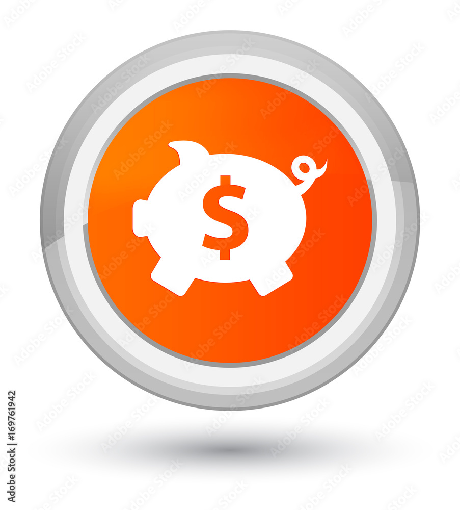 Piggy bank dollar sign icon prime orange round button Piggy bank dollar sign icon prime orange round button