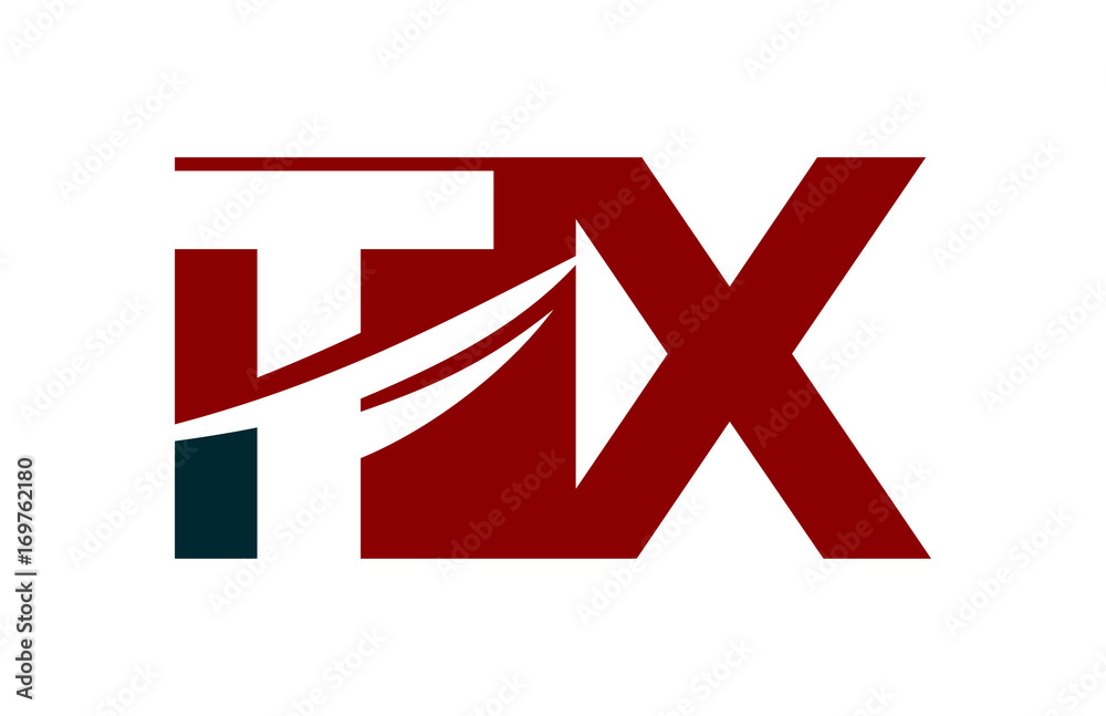 TX Red Negative Space square Swoosh Letter Logo TX Red Negative Space square Swoosh Letter Logo