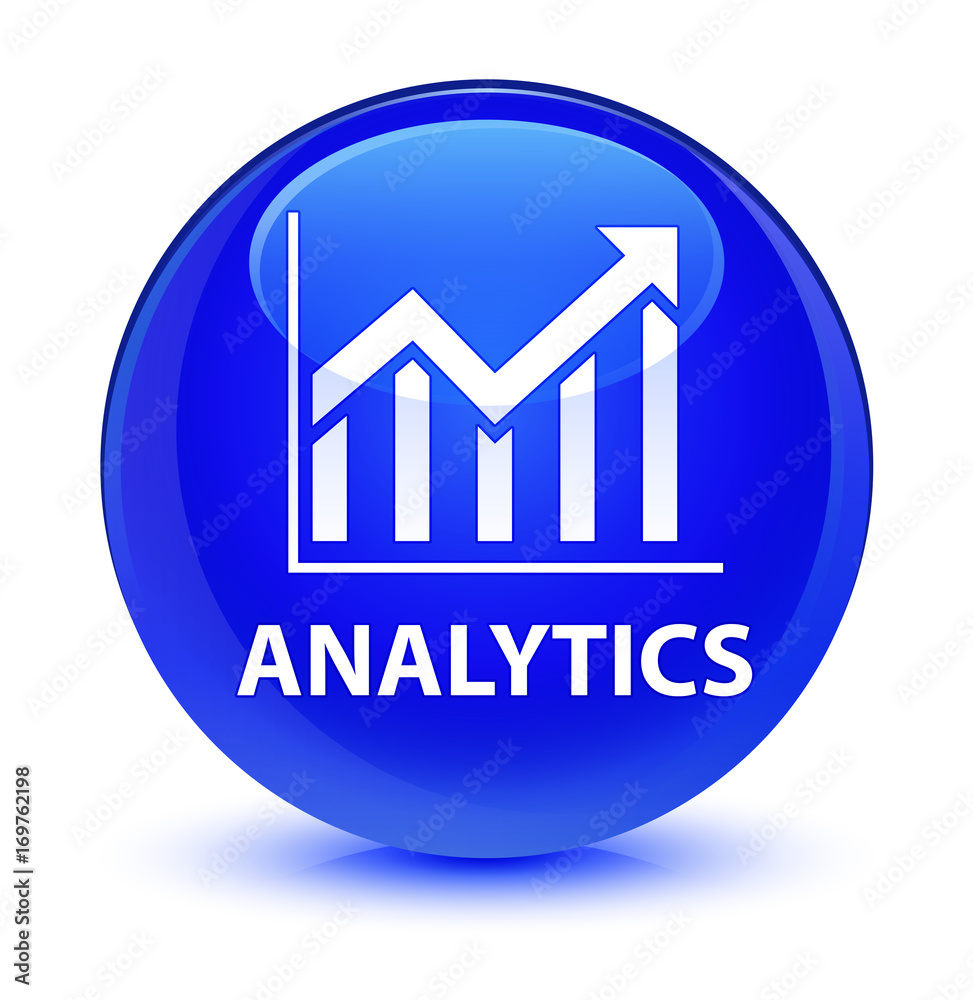 Analytics (statistics icon) glassy blue round button Analytics (statistics icon) glassy blue round button
