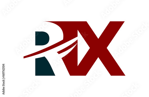 RX Red Negative Space square Swoosh Letter Logo 