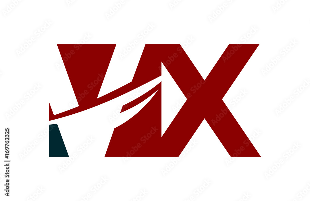 VX Red Negative Space square Swoosh Letter Logo VX Red Negative Space square Swoosh Letter Logo