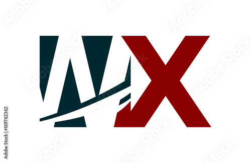 Free Download WX Red Negative Space square Swoosh Letter Logo  - GFXLoad