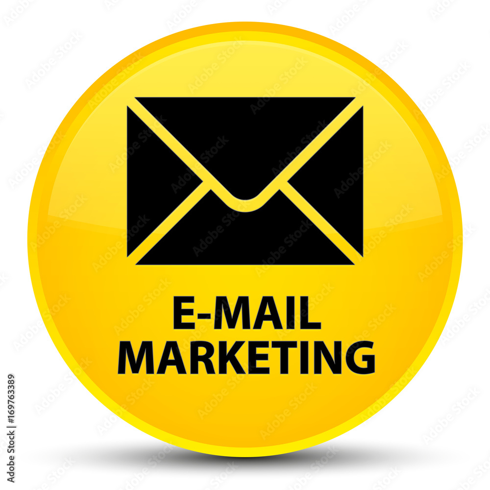 E-mail marketing special yellow round button E-mail marketing special yellow round button