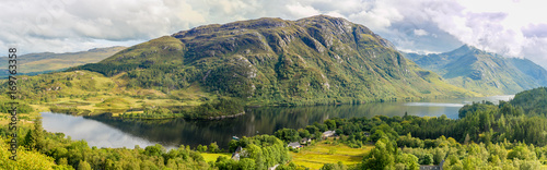 View of Glenfinnan in Highlands mountains in Scotland photo