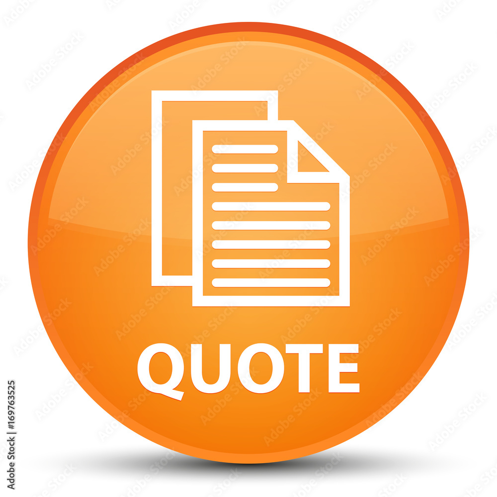 Quote (document pages icon) special orange round button Quote (document pages icon) special orange round button