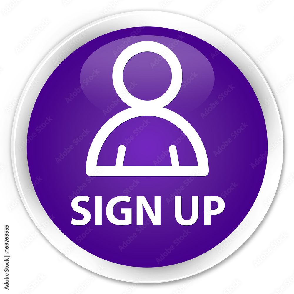 Sign up (member icon) premium purple round button Sign up (member icon) premium purple round button