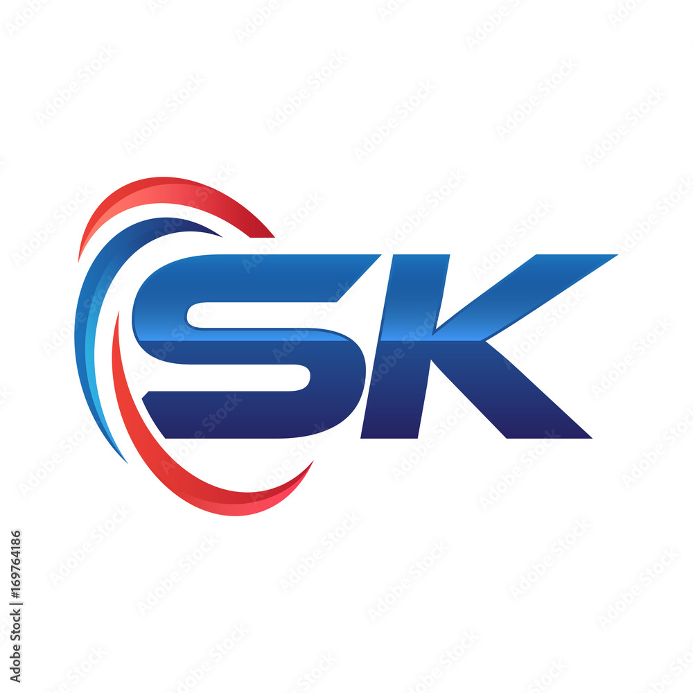 initial letter logo swoosh red blue initial letter logo swoosh red blue