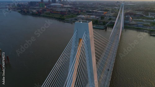 Aerial flyover Stan Musial Veterans Memorial Bridge 4k 60p photo