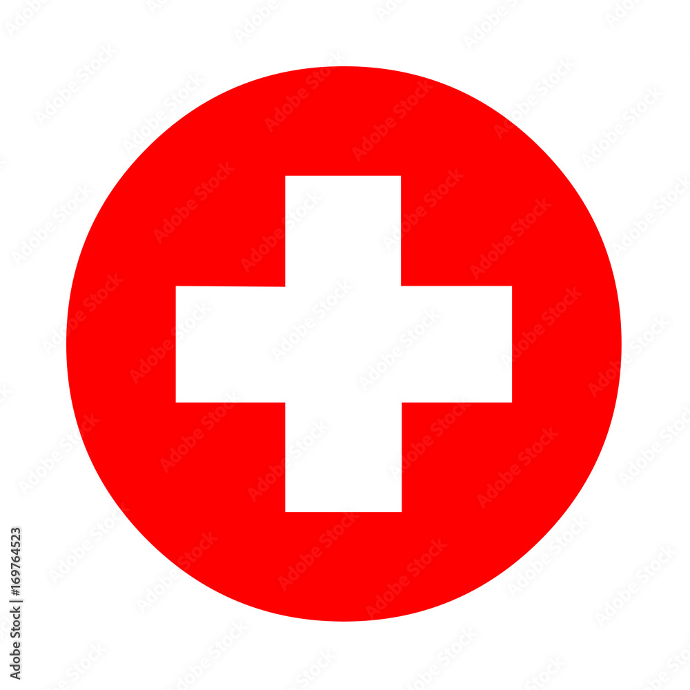 Medical white cross symbol in a red circle Stock Illustration | Adobe Stock