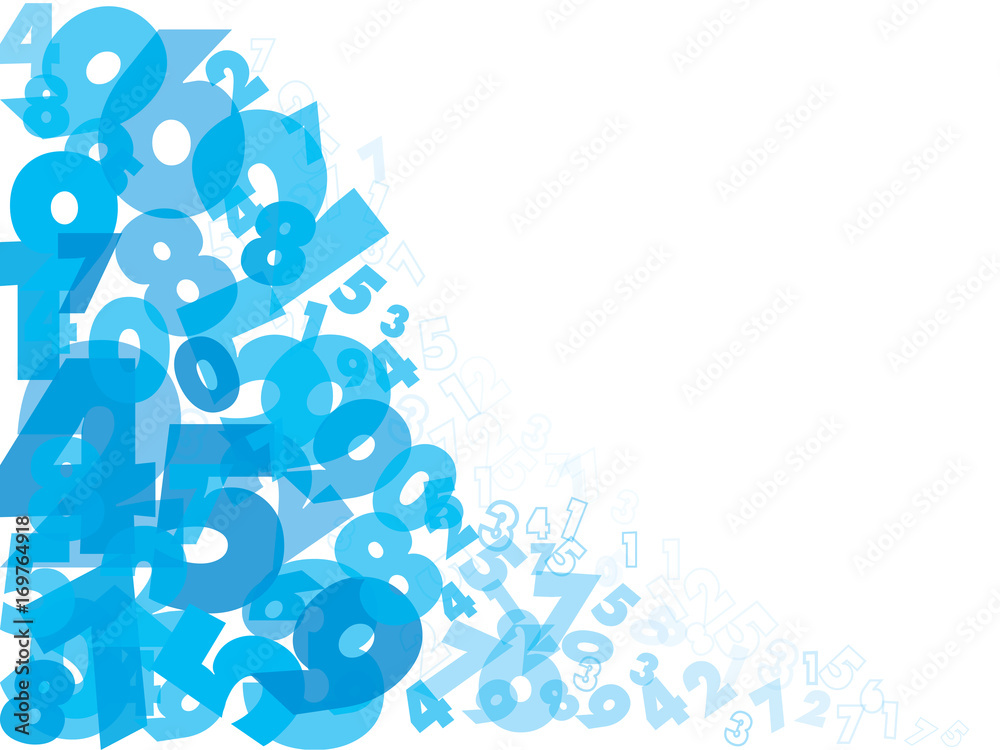 Abstract numbers white-blue background, on white background with copy space  for add text message. illustration Vector Stock Vector | Adobe Stock