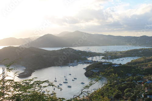 Sunset at English Harbor,  view from Shirley heights, Antigua photo