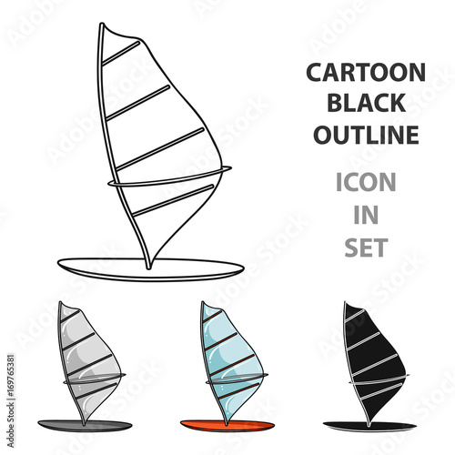 Windsurf board icon in cartoon style isolated on white background. Surfing symbol stock vector illustration.