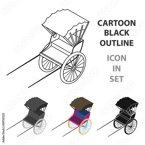 Rickshaw icon in cartoon style isolated on white background. Transportation symbol stock vector illustration.