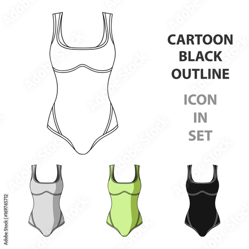 Green Swimsuit for women. Sporty swimsuit for water sports.Women clothing single icon in cartoon style vector symbol stock illustration.