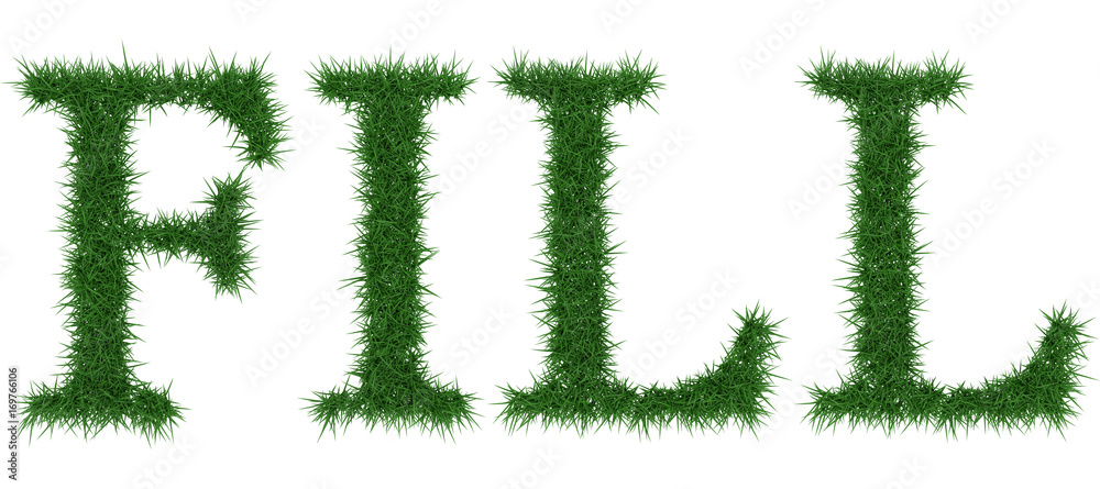 Fill - 3D rendering fresh Grass letters isolated on whhite background. Fill - 3D rendering fresh Grass letters isolated on whhite background.