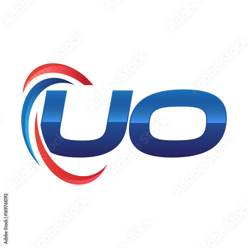 initial letter logo swoosh red blue