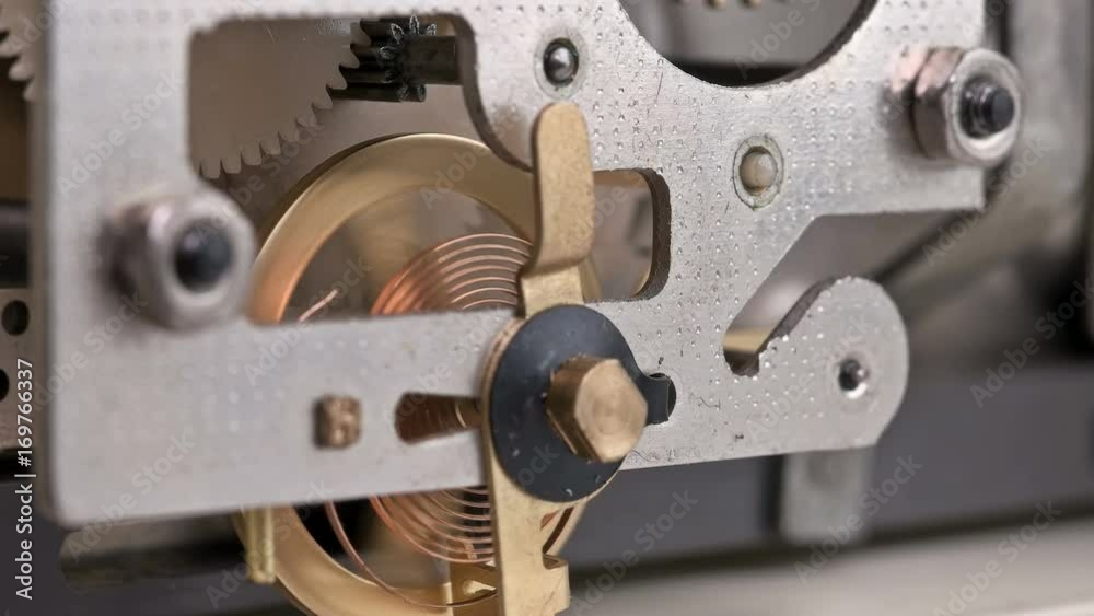 Work of clock mechanisms shot close-up