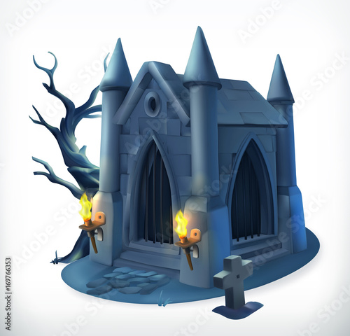 Crypt. Happy Halloween, 3d vector icon