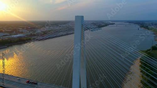 Aerial orbit Stan Musial Veterans Memorial Bridge 4k 60p photo