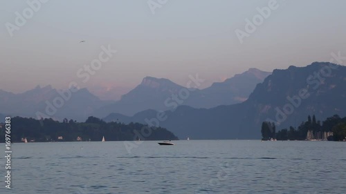Yacht on Lucerne lake in a beautiful summer day, Switzerland